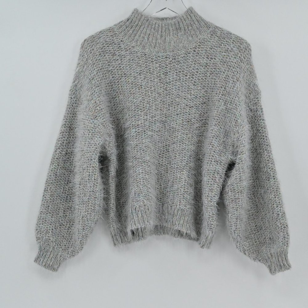 NEW JOIE Women’s Size S Markita Fuzzy Knit Turtleneck Sweater Heather Celadon - Picture 2 of 8